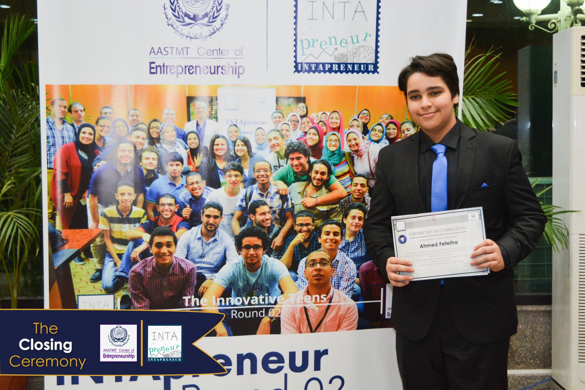 Certificate at the closing ceremony