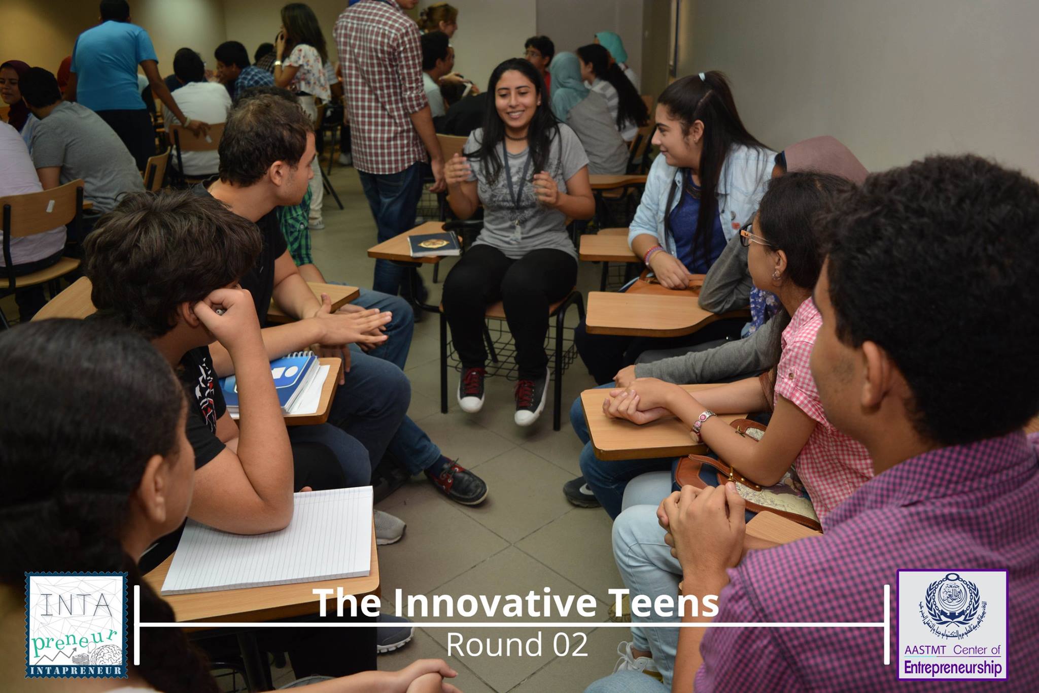 Students discussing in a circle